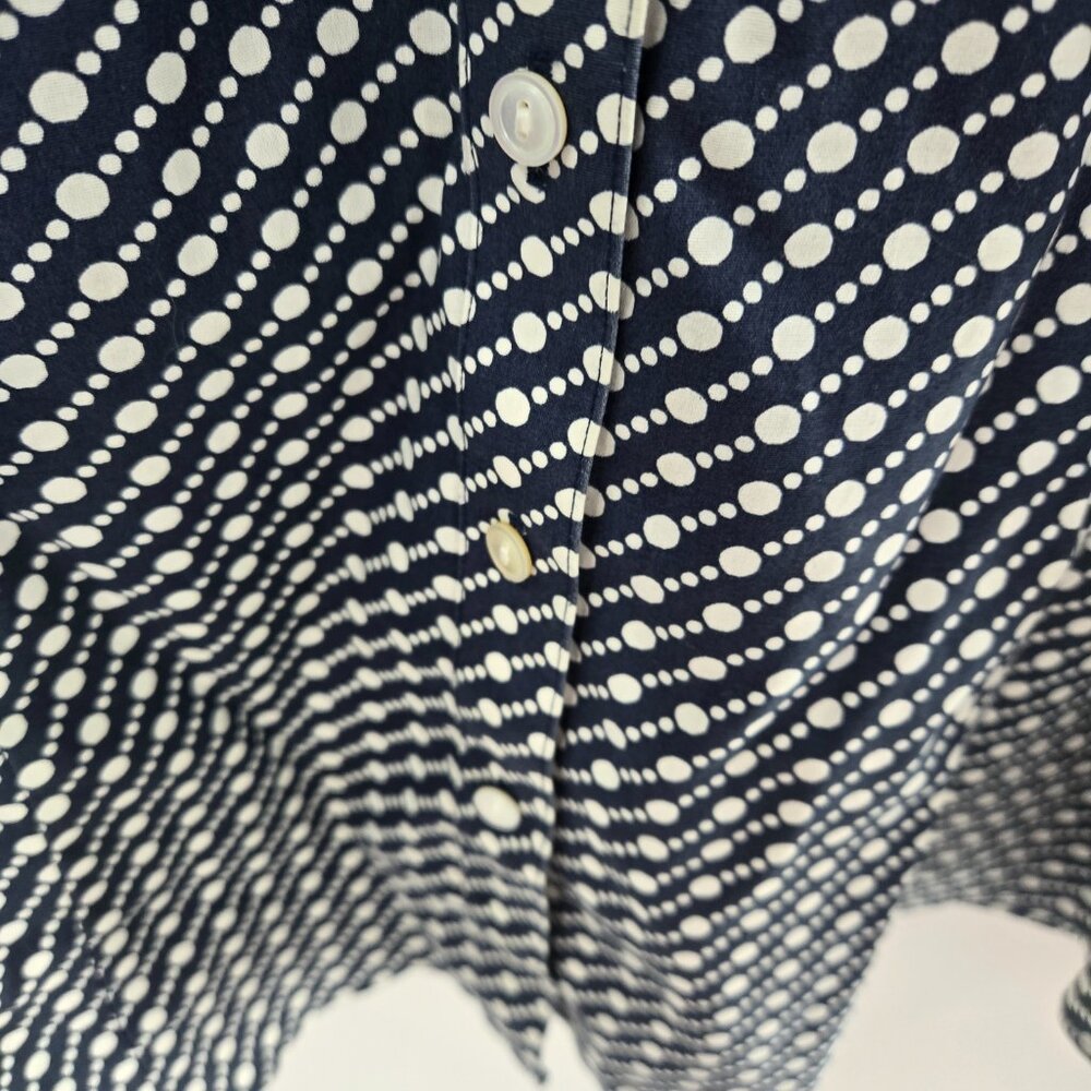 Talbots Petites Navy White Polka Dots Cotton Button Down Shirt Size 14P - Picture 7 of 11